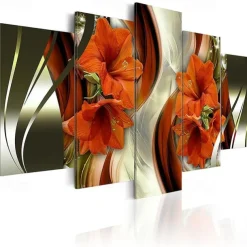 5 Panel Wall Art Canvas Prints Painting Artwork Picture Flower Home Decoration Décor Rolled Canvas No Frame Unframed Unstretched