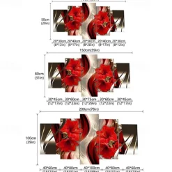 5 Panel Wall Art Canvas Prints Painting Artwork Picture Flower Home Decoration Décor Rolled Canvas No Frame Unframed Unstretched