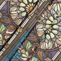 2 Panels 100% Blackout Curtain Stained Glass Pattern Curtain Drapes For Living Room Bedroom Kitchen Window Treatments Thermal Insulated Room Darkening