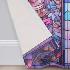 2 Panels 100% Blackout Curtain Stained Glass Pattern Curtain Drapes For Living Room Bedroom Kitchen Window Treatments Thermal Insulated Room Darkening