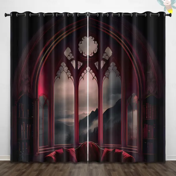 2 Panels Curtain Drapes Blackout Curtain For Living Room Bedroom Kitchen Indoor Stained Glass Window Treatments Thermal Insulated Room Darkening