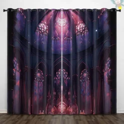 2 Panels Curtain Drapes Blackout Curtain For Living Room Bedroom Kitchen Indoor Stained Glass Window Treatments Thermal Insulated Room Darkening
