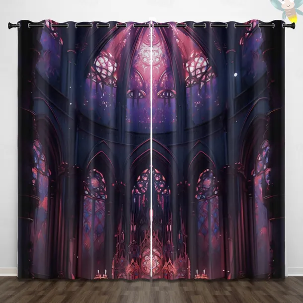 2 Panels Curtain Drapes Blackout Curtain For Living Room Bedroom Kitchen Indoor Stained Glass Window Treatments Thermal Insulated Room Darkening