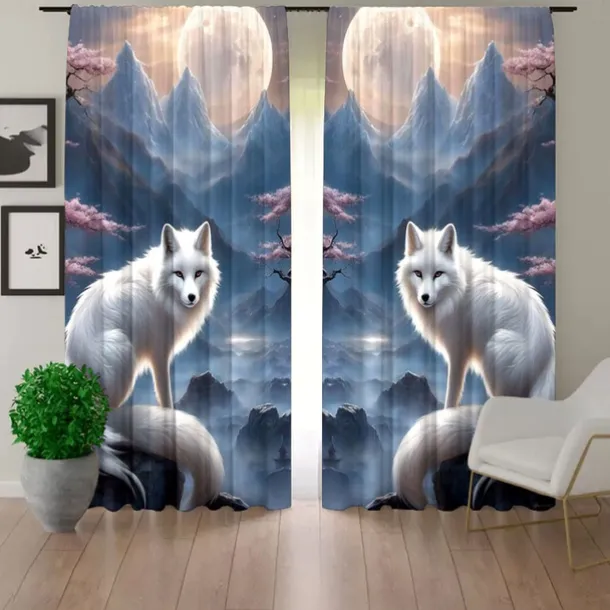 2 Panels Curtains For Living Room Bedroom, Wolf Curtain Drapes for Bedroom Door Kitchen Window Treatments Thermal Insulated Room Darkening