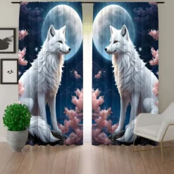 2 Panels Curtains For Living Room Bedroom, Wolf Curtain Drapes for Bedroom Door Kitchen Window Treatments Thermal Insulated Room Darkening