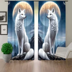 2 Panels Curtains For Living Room Bedroom, Wolf Curtain Drapes for Bedroom Door Kitchen Window Treatments Thermal Insulated Room Darkening