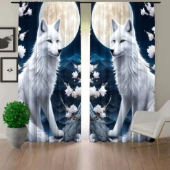 2 Panels Curtains For Living Room Bedroom, Wolf Curtain Drapes for Bedroom Door Kitchen Window Treatments Thermal Insulated Room Darkening