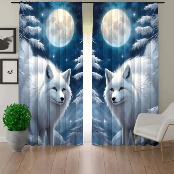2 Panels Curtains For Living Room Bedroom, Wolf Curtain Drapes for Bedroom Door Kitchen Window Treatments Thermal Insulated Room Darkening