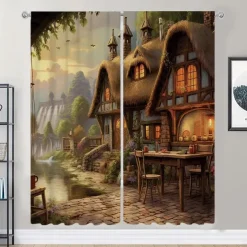 2 Panels Fantasy Room Curtain Drapes Blackout Curtain For Living Room Bedroom Kitchen Window Treatments Thermal Insulated Room Darkening
