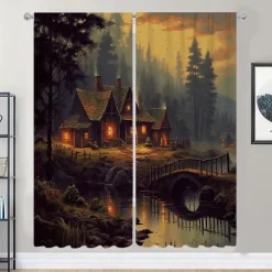 2 Panels Fantasy Room Curtain Drapes Blackout Curtain For Living Room Bedroom Kitchen Window Treatments Thermal Insulated Room Darkening