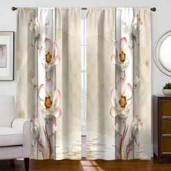 2 Panels Golden Roses Curtain Drapes Blackout Curtain For Living Room Bedroom Kitchen Window Treatments Thermal Insulated Room Darkening