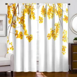 2 Panels Golden Roses Curtain Drapes Blackout Curtain For Living Room Bedroom Kitchen Window Treatments Thermal Insulated Room Darkening