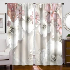 2 Panels Golden Roses Curtain Drapes Blackout Curtain For Living Room Bedroom Kitchen Window Treatments Thermal Insulated Room Darkening