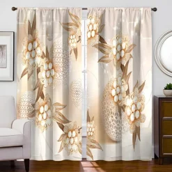 2 Panels Golden Roses Curtain Drapes Blackout Curtain For Living Room Bedroom Kitchen Window Treatments Thermal Insulated Room Darkening