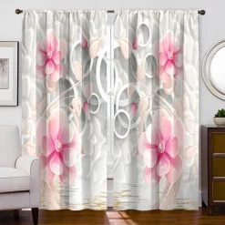 2 Panels Golden Roses Curtain Drapes Blackout Curtain For Living Room Bedroom Kitchen Window Treatments Thermal Insulated Room Darkening