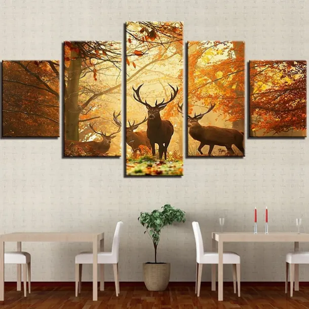 5 Panels Landscape Prints Posters/Picture Beach Blue Sea Sunset Modern Wall Art Wall Hanging Gift Home Decoration Rolled Canvas No Frame Unframed Unstretched