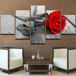 5 Panels Landscape Prints Posters/Picture Beach Blue Sea Sunset Modern Wall Art Wall Hanging Gift Home Decoration Rolled Canvas No Frame Unframed Unstretched