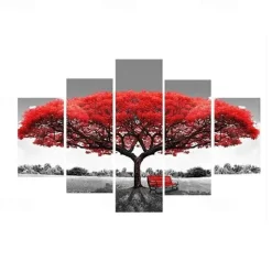 5 Panels Landscape Prints Posters/Picture Beach Blue Sea Sunset Modern Wall Art Wall Hanging Gift Home Decoration Rolled Canvas No Frame Unframed Unstretched