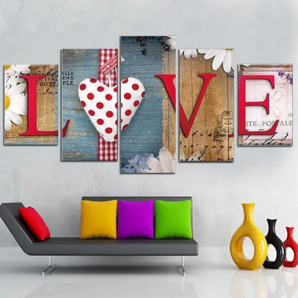 5 Panels Landscape Prints Posters/Picture Beach Blue Sea Sunset Modern Wall Art Wall Hanging Gift Home Decoration Rolled Canvas No Frame Unframed Unstretched