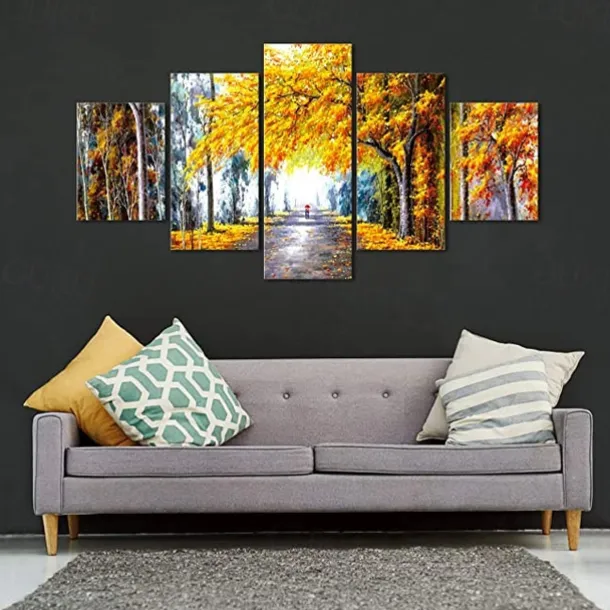 5 Panels Landscape Prints Posters/Picture Beach Blue Sea Sunset Modern Wall Art Wall Hanging Gift Home Decoration Rolled Canvas No Frame Unframed Unstretched