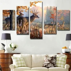 5 Panels Landscape Prints Posters/Picture Beach Blue Sea Sunset Modern Wall Art Wall Hanging Gift Home Decoration Rolled Canvas No Frame Unframed Unstretched