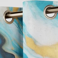 2 Panels Marble Pattern Curtain Drapes 100% Blackout Curtain For Living Room Bedroom Kitchen Window Treatments Thermal Insulated Room Darkening