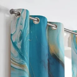 2 Panels Marble Pattern Curtain Drapes 100% Blackout Curtain For Living Room Bedroom Kitchen Window Treatments Thermal Insulated Room Darkening