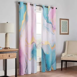 2 Panels Marble Pattern Curtain Drapes 100% Blackout Curtain For Living Room Bedroom Kitchen Window Treatments Thermal Insulated Room Darkening