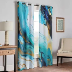 2 Panels Marble Pattern Curtain Drapes 100% Blackout Curtain For Living Room Bedroom Kitchen Window Treatments Thermal Insulated Room Darkening