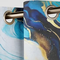 2 Panels Marble Pattern Curtain Drapes 100% Blackout Curtain For Living Room Bedroom Kitchen Window Treatments Thermal Insulated Room Darkening