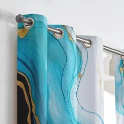 2 Panels Marble Pattern Curtain Drapes 100% Blackout Curtain For Living Room Bedroom Kitchen Window Treatments Thermal Insulated Room Darkening