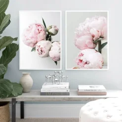 3 Panels Peony/ Pink Flower Wall Art Wall Hanging Gift Home Decoration Rolled Canvas No Frame Unframed Unstretched