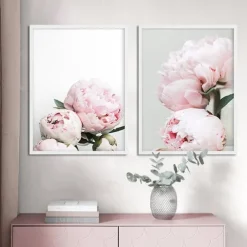 3 Panels Peony/ Pink Flower Wall Art Wall Hanging Gift Home Decoration Rolled Canvas No Frame Unframed Unstretched