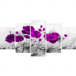 5 Panels Prints Painting Artwork Picture Three-Color Flowers Abstract Home Decoration Décor Rolled Canvas Unframed Unstretched