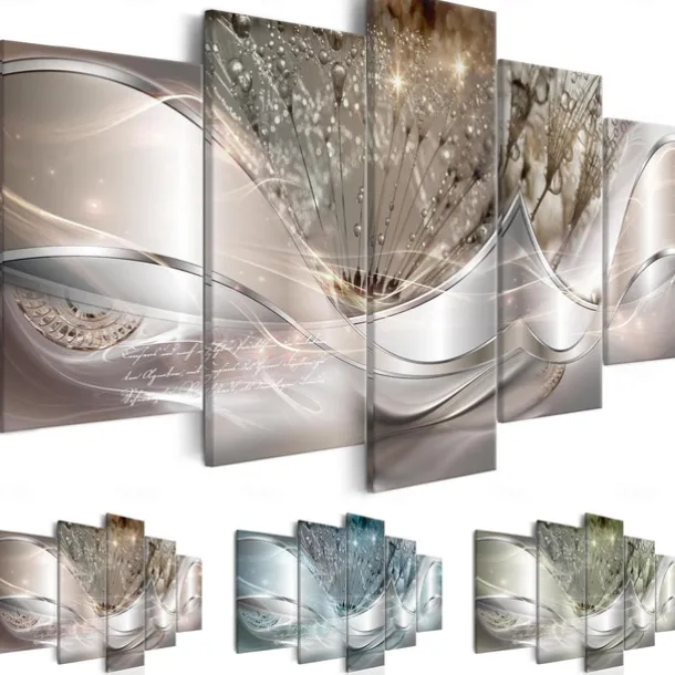 5 Panels Prints Posters Three-color Dandelion Abstract Wall Art Wall Haniging Home Decoration Gift Rolled Canvas Unframed Unstretched