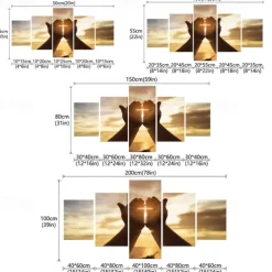 5 Panels Religious Prints Jesus Hands Resurrected Modern Wall Art Wall Hanging Gift Home Decoration Rolled Canvas Unframed Unstretched Painting Core