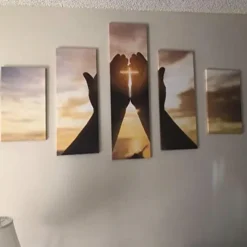 5 Panels Religious Prints Jesus Hands Resurrected Modern Wall Art Wall Hanging Gift Home Decoration Rolled Canvas Unframed Unstretched Painting Core