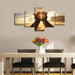 5 Panels Religious Prints Jesus Hands Resurrected Modern Wall Art Wall Hanging Gift Home Decoration Rolled Canvas Unframed Unstretched Painting Core