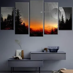 5 Panels Star Prints Star Wars Tree Death Modern Wall Art Wall Hanging Gift Home Decoration Rolled Canvas Unframed Unstretched Painting Core
