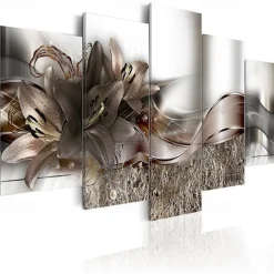 5 Panels Wall Art Canvas Flower Lily Prints Posters Painting Home Decoration Wall Hanging Gift Rolled Canvas No Frame Unframed Unstretched