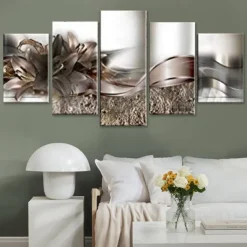 5 Panels Wall Art Canvas Flower Lily Prints Posters Painting Home Decoration Wall Hanging Gift Rolled Canvas No Frame Unframed Unstretched
