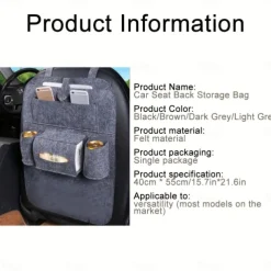 1 Pc Car Seat Back Storage Bag, Hanging Organizer Bag, Car Seat Back Pocket