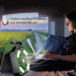 1 Pc Outdoor Solar Fan Light Portable Usb Solar Dual-Use Charging Adjustable Wind Speed For Mobile Phone Charging Camping Light Fan