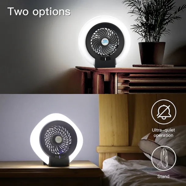1 Pc Portable 2-In-1 Camping Fan Light That Can Be Hung Or Erected, With Two Levels Of Dimming And Two Levels Of Wind Adjustment, Suitable For Tent Camping, Travel, Office And Home Use, Type-C