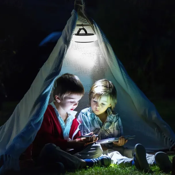 1 Pc Portable 2-In-1 Camping Fan Light That Can Be Hung Or Erected, With Two Levels Of Dimming And Two Levels Of Wind Adjustment, Suitable For Tent Camping, Travel, Office And Home Use, Type-C