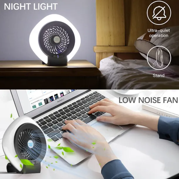 1 Pc Portable 2-In-1 Camping Fan Light That Can Be Hung Or Erected, With Two Levels Of Dimming And Two Levels Of Wind Adjustment, Suitable For Tent Camping, Travel, Office And Home Use, Type-C