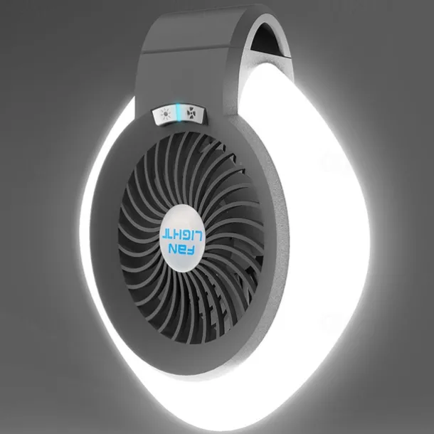 1 Pc Portable 2-In-1 Camping Fan Light That Can Be Hung Or Erected, With Two Levels Of Dimming And Two Levels Of Wind Adjustment, Suitable For Tent Camping, Travel, Office And Home Use, Type-C