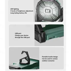 1 Pc Portable Outdoor Camping Light, Outdoor Fan, Emergency Power Bank, Usb Charging Fan, Long Battery Life, Three Levels Of Dimming, Four Levels Of Wind Speed