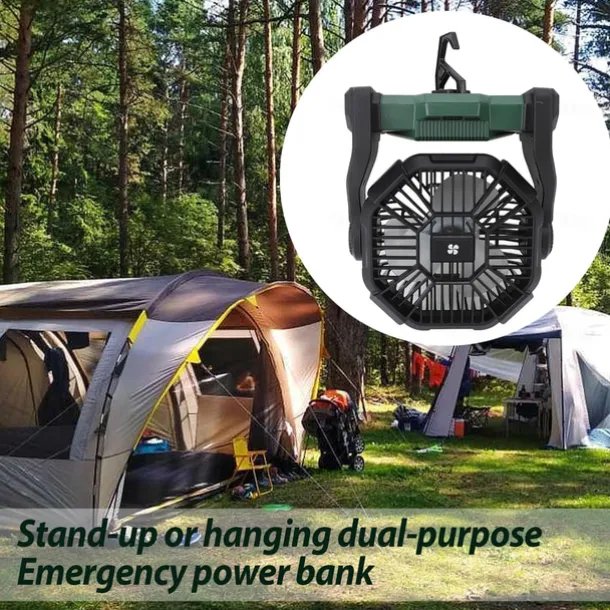 1 Pc Portable Outdoor Camping Light, Outdoor Fan, Emergency Power Bank, Usb Charging Fan, Long Battery Life, Three Levels Of Dimming, Four Levels Of Wind Speed