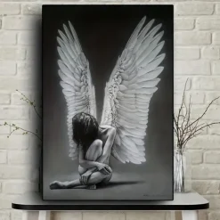 1 Pc Sexy Woman Canvas Art Paintings Black And White Feather Figure Painting On The Wall Print Poster For Living Room Home Decor No Frame